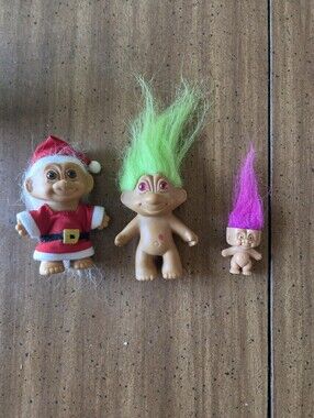 Trolls Brand Dolls with Bright Green and Hot Pink Hair - Set of 3